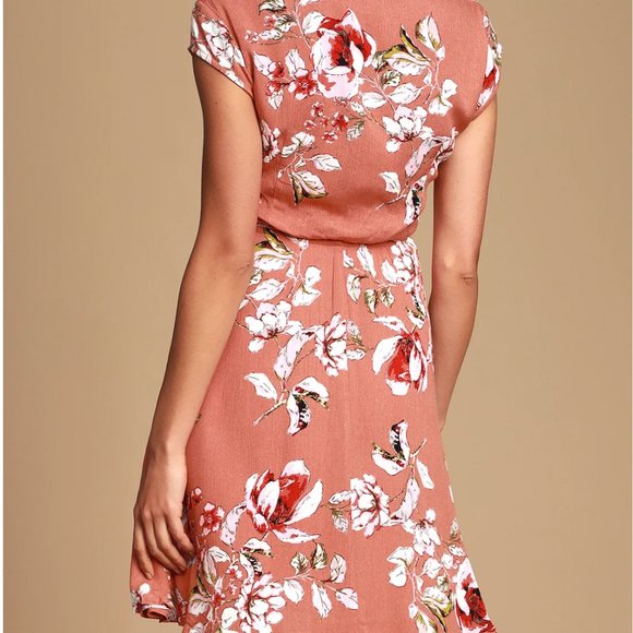 Lulu's Loving It Rusty Rose Tie-Front Skater Dress - Picture 2 of 4